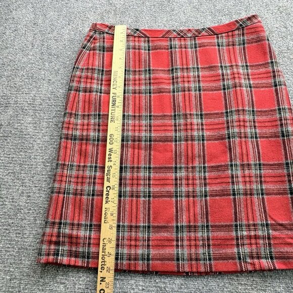 Liz Claiborne Skirt Womens 10 Red Gray Tartan Plaid Academia Preppy Schoolgirl - Picture 4 of 11